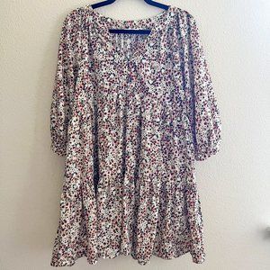 Entro Beige Ditsy Floral Dress from Mint Julep Boutique